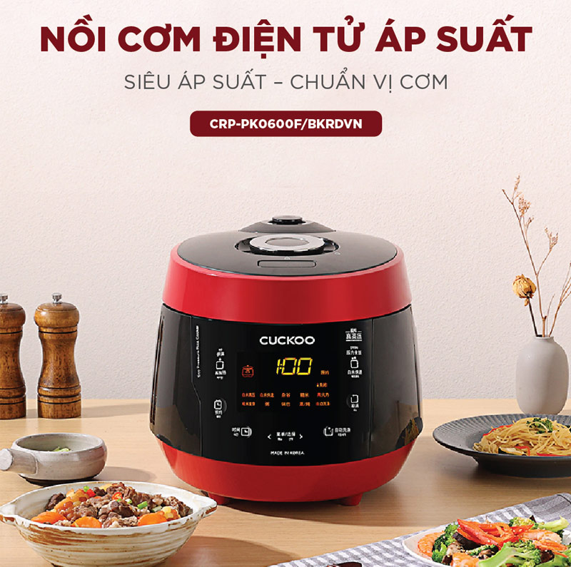 Nồi cơm điện tử áp suất Cuckoo CRP-PK0600F/BKRDVN