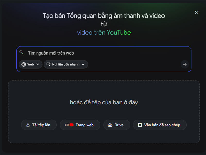 Cách tải lên tài liệu nguồn (Sources)