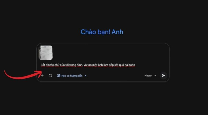 Tải tập tin đề toán bằng chữ viết tay và đợi AI giải