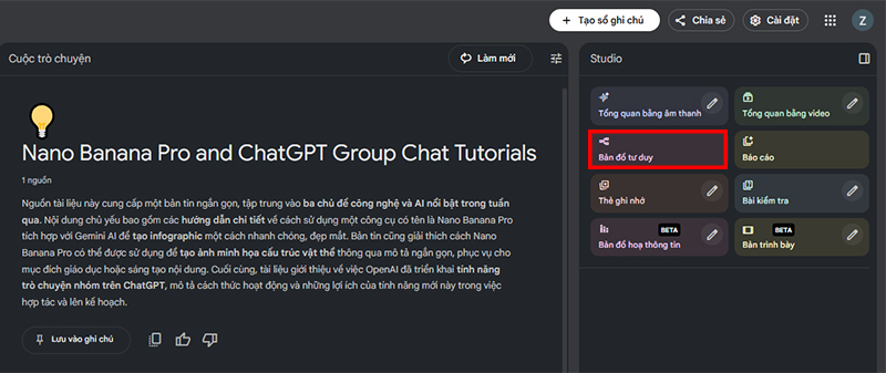 Tạo sơ đồ tư duy (Mind Map/Outline)