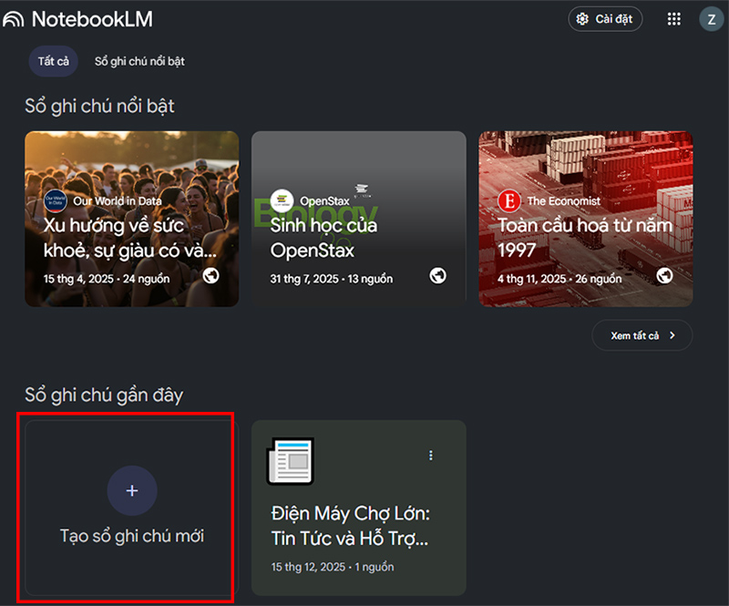 Tạo sổ tay mới (Notebook)