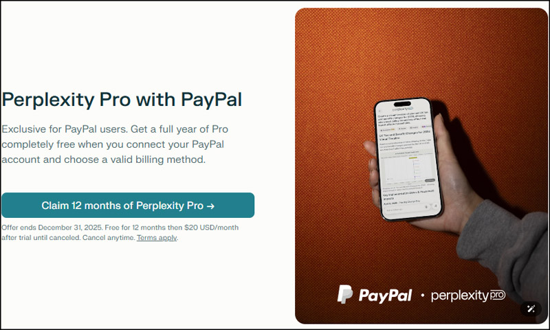 Chọn Claim 12 months of Perplexity Pro trong link nhận ưu đãi