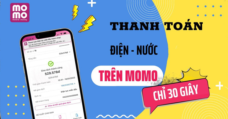 Thanh toán hóa đơn điện, nước qua MoMo