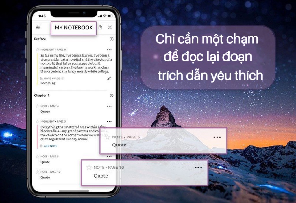 Amazon Kindle cho phép lưu lại trích dẫn yêu thích trong quá trình đọc