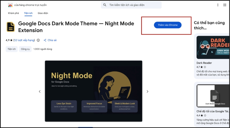 Cài đặt Google docs dark mode theme