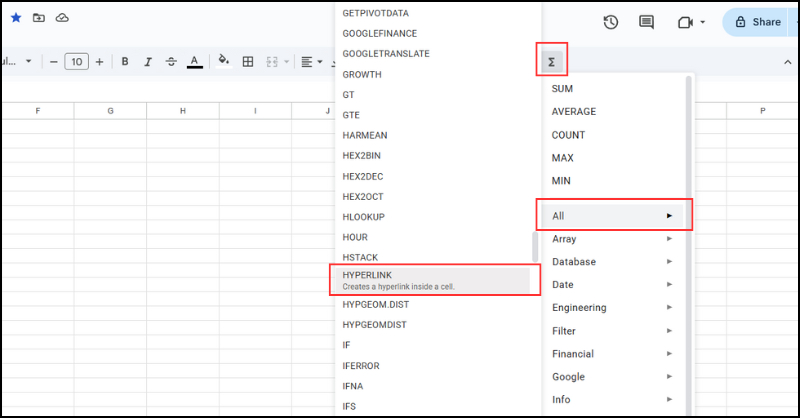 Mở Google Sheets và chọn Insert (chèn)