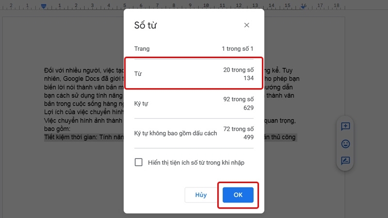 Cửa sổ Số từ hiện thị