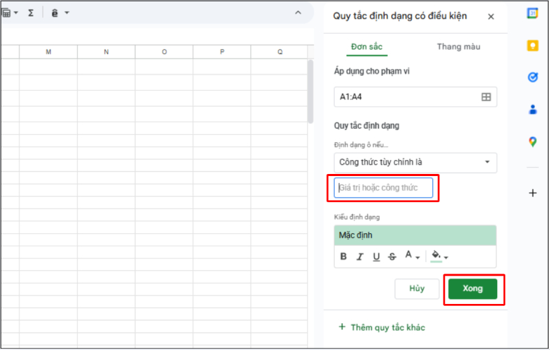 Thiết lập quy tắc định dạng có điều kiện bằng công thức
