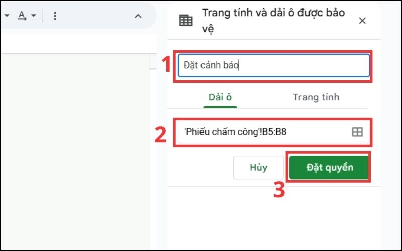Cách đặt cảnh báo khi muốn sửa nội dung bước 2