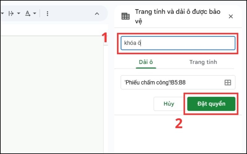 Cách khóa ô trong Google Sheets bước 2