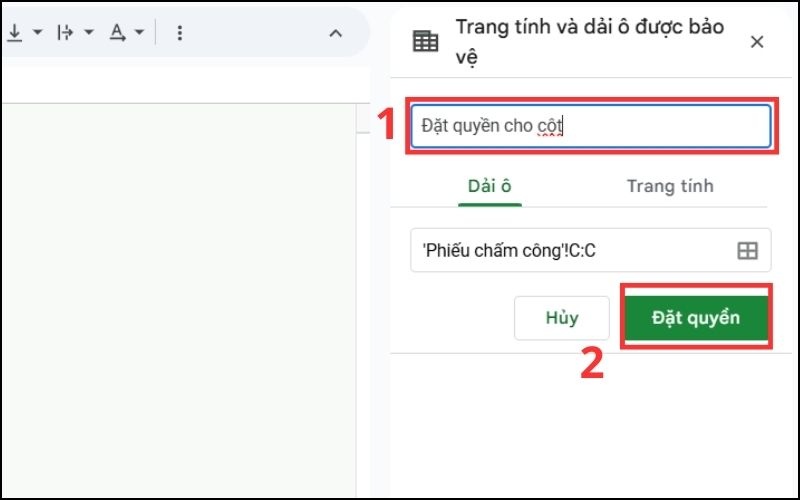 Cách khóa cột trong Google Sheets bước 2