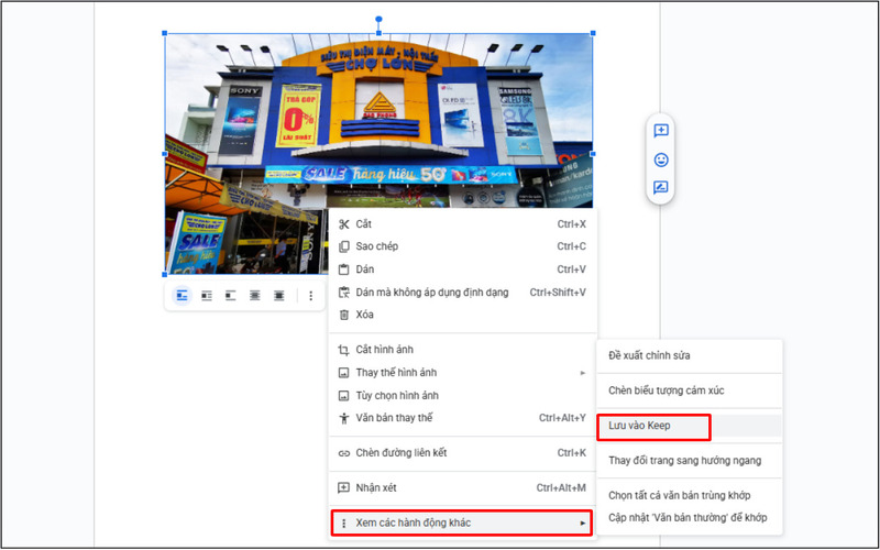 Chọn Lưu vào Keep