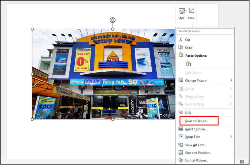 Chọn Save as Picture
