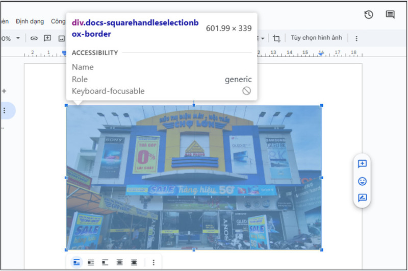 Thông tin phần tử hình ảnh