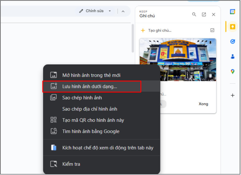 Lưu hình ảnh từ Keep