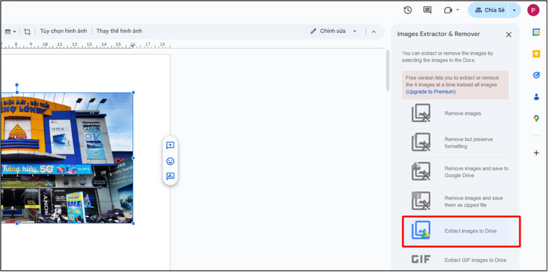Chọn Extract images to Drive
