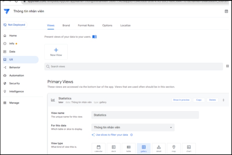 Tùy chỉnh giao diện appsheet