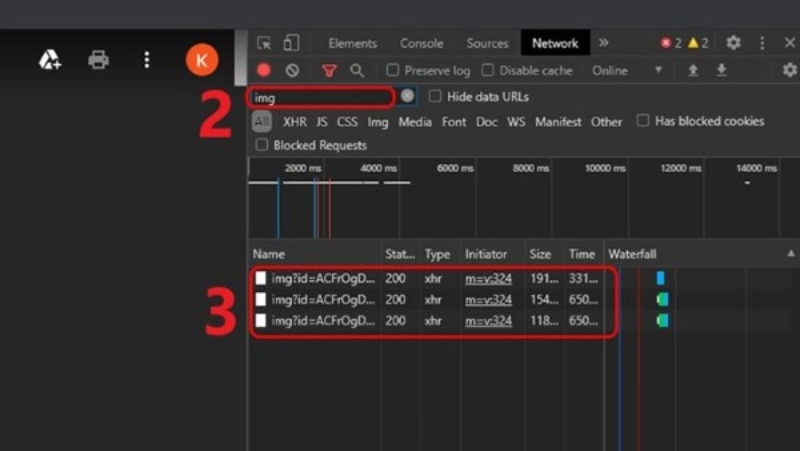 Nhập từ khóa img để lọc các file hình ảnh của tài liệu
