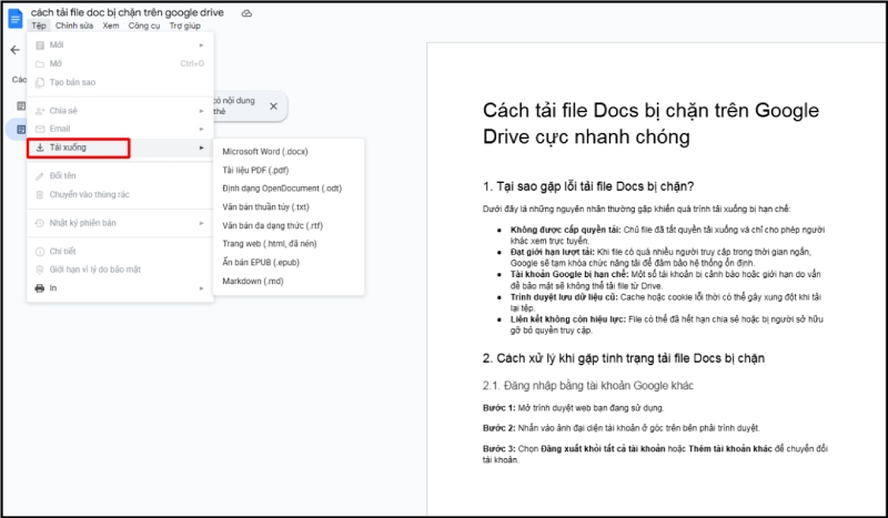 Nhấn vào biểu tượng tải xuống và tải file