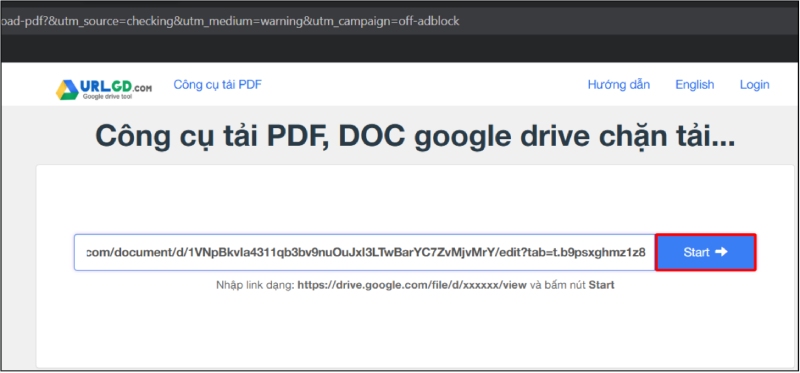 Sử dụng công cụ hỗ trợ từ web URLGD.com