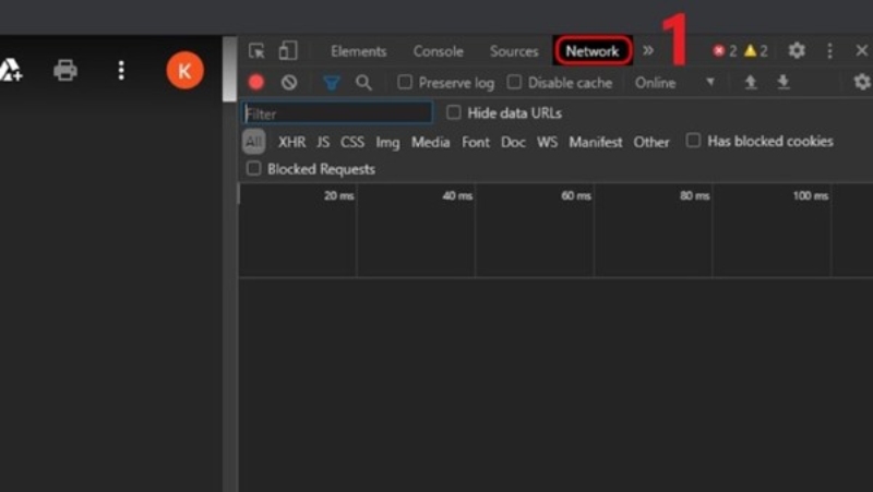 Chuyển sang thẻ Network