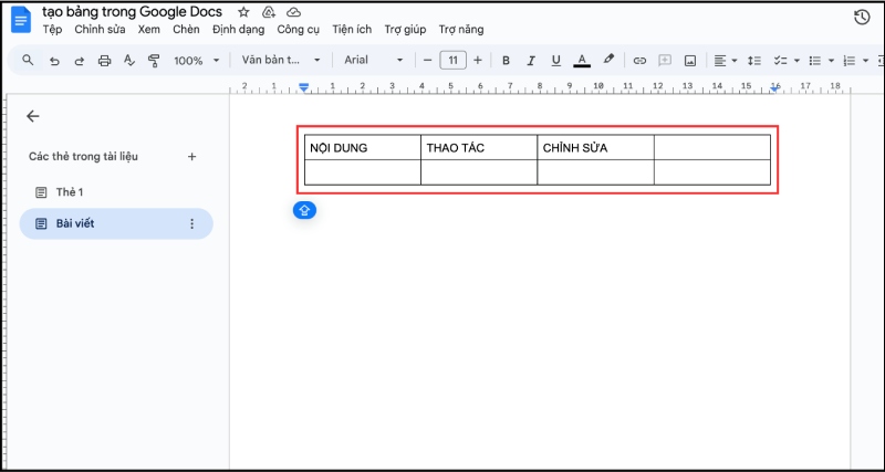 Thêm và chỉnh sửa nội dung trong bảng