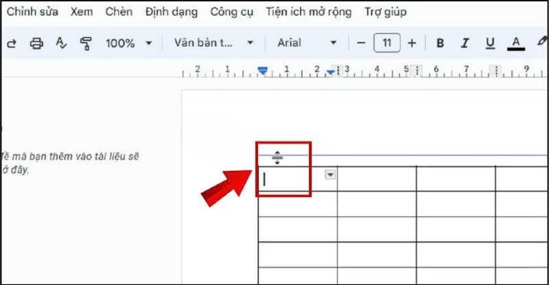 Thay đổi kích thước cột và hàng