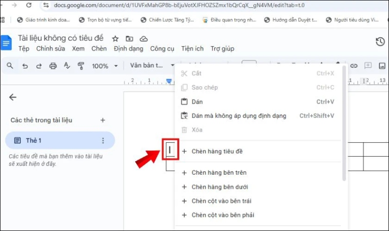 Chọn ô trong bảng cần chỉnh sửa