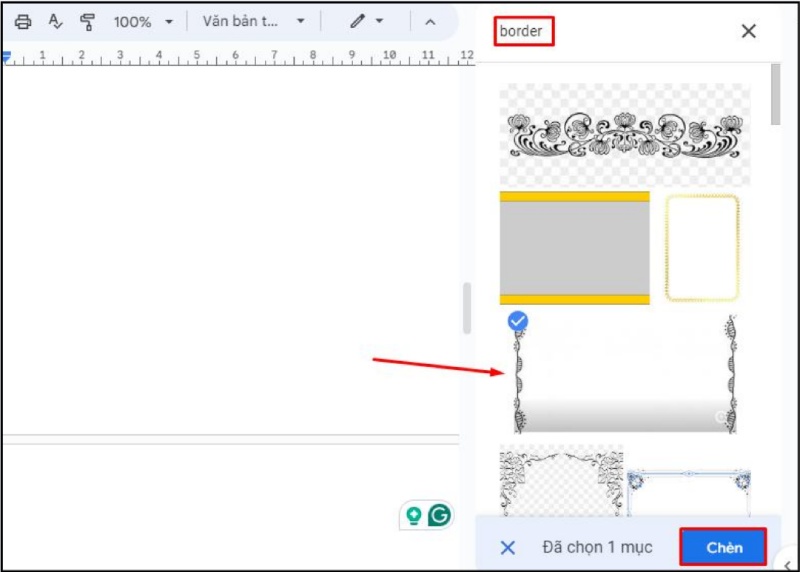 Nhập từ khóa như border, frame