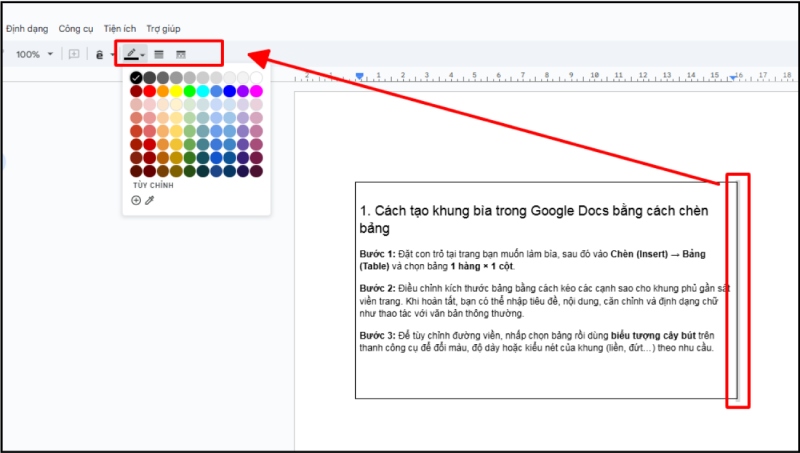 Nhấp biểu tượng cây bút trên thanh công cụ để đổi màu