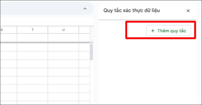 Giao diện bảng Xác thực dữ liệu