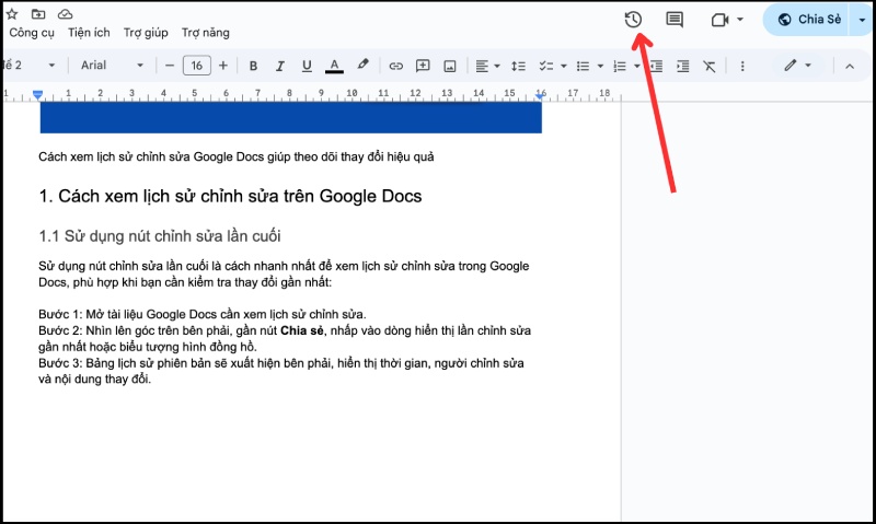 Nhấn vào biểu tượng hình đồng hồ