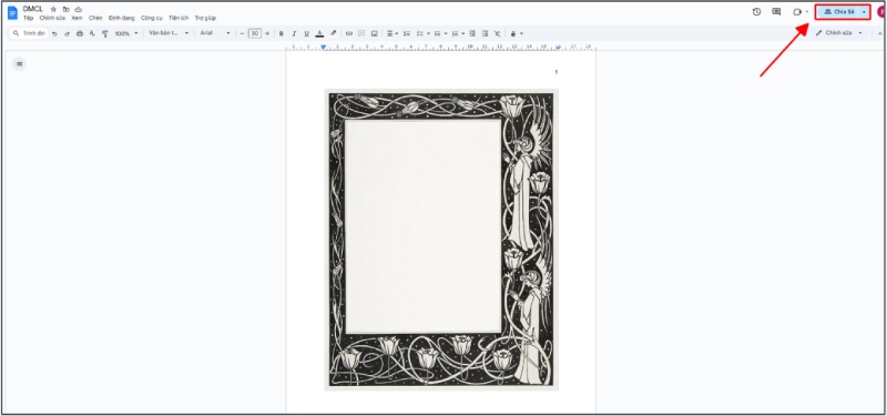 Nhấn nút Chia sẻ ở góc trên bên phải