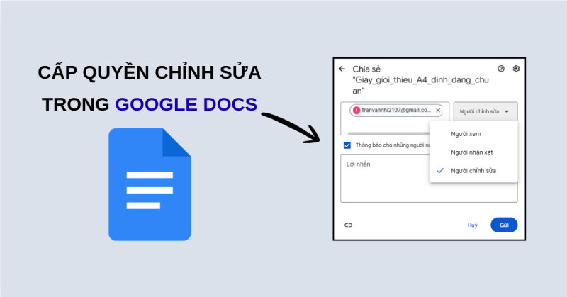 Cấp quyền chỉnh sửa trên Google Docs
