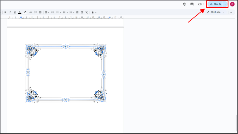 Nhấn nút Chia sẻ trên Google Docs phiên bản máy tính