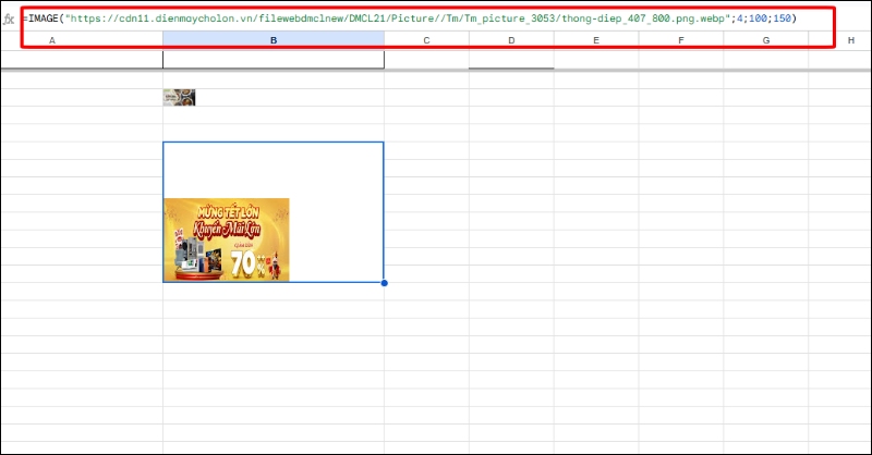 Chèn ảnh bằng hàm IMAGE trong Google Sheets