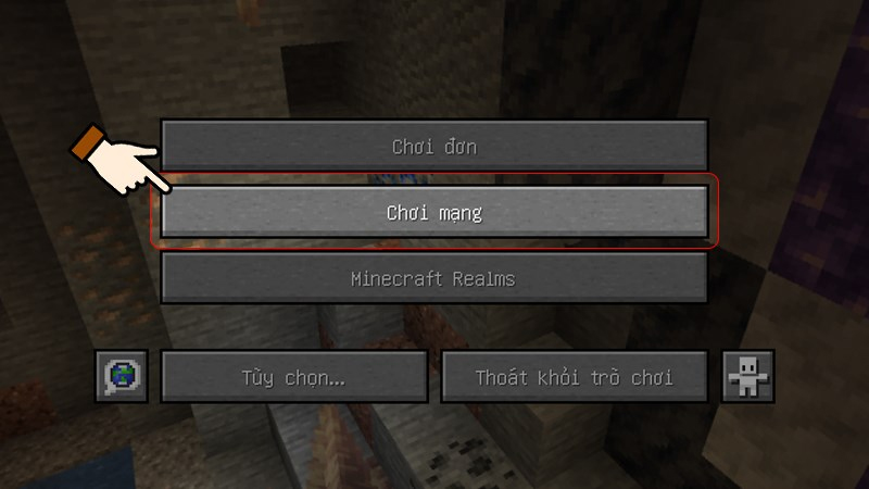 Chọn chế độ Chơi mạng sau khi mở game Minecraft
