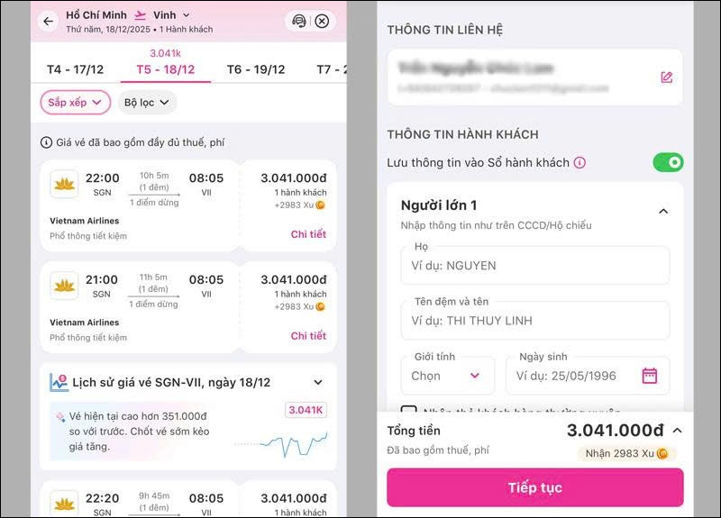 So sánh giá và hãng hàng không để chọn chuyến bay