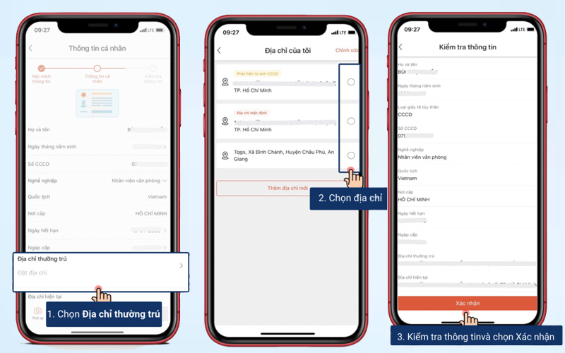 Chọn địa chỉ và kiểm tra lại thông tin