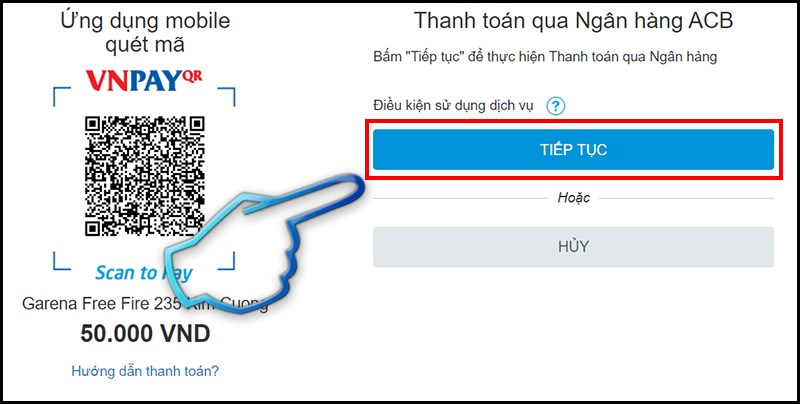 Chọn vào mục Xử lý thanh toán