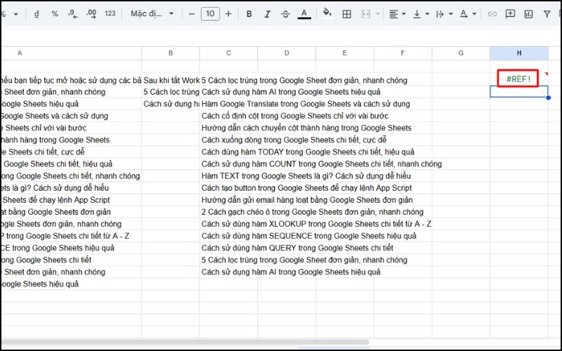 Lỗi #REF khi vùng dữ liệu TRANSPOSE bị chồng lấn