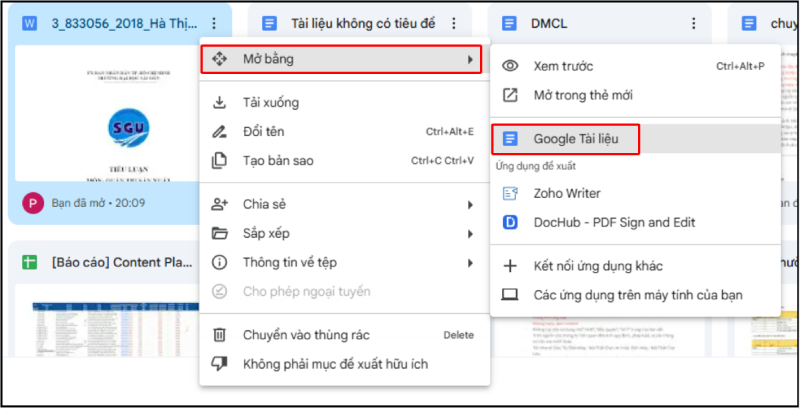 Mở file Word bằng Google Tài liệu