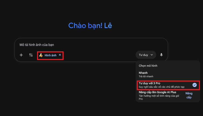 Chuyển sang chế độ Nano Banana Pro