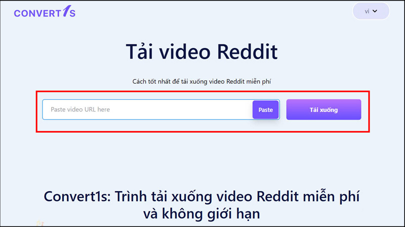 Dán link video Reddit muốn tải vào trình duyệt download