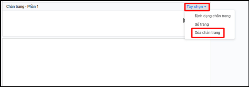 Tùy chọn xóa chân trang trong Google Docs