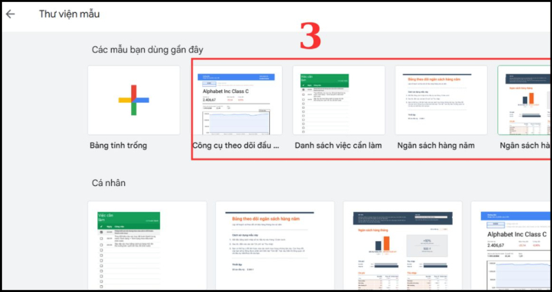 Các mẫu Dashboard có sẵn trong Google Sheets