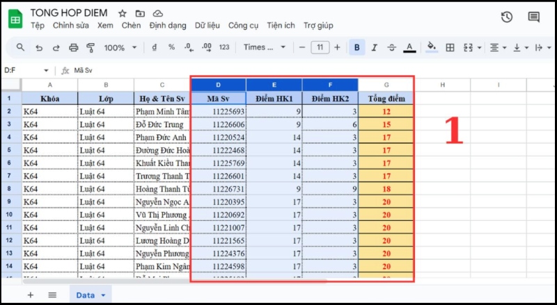 Chuẩn bị dữ liệu cho việc tạo Dashboard trong Google Sheets