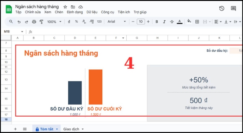 Thao tác chỉnh mẫu Dashboard có sẵn trong Google Sheets
