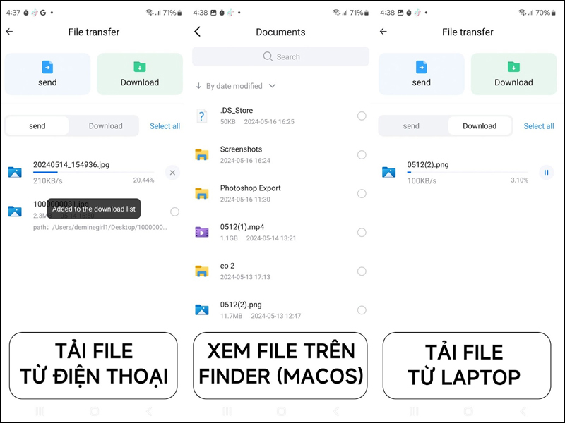 DeskIn cho phép truy cập màn hình quản lý file từ máy tính qua điện thoại