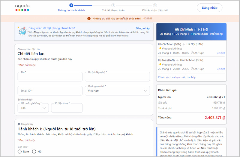 Điền thông tin được yêu cầu